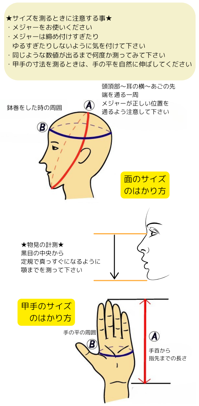 剣道具サイズの測り方